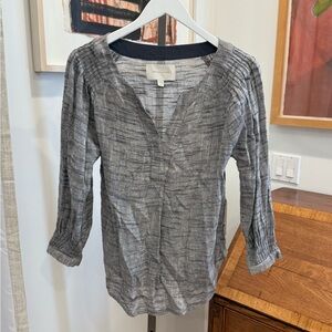 Brochu Walker Sam Popover Linen Top - Salt & Pepper